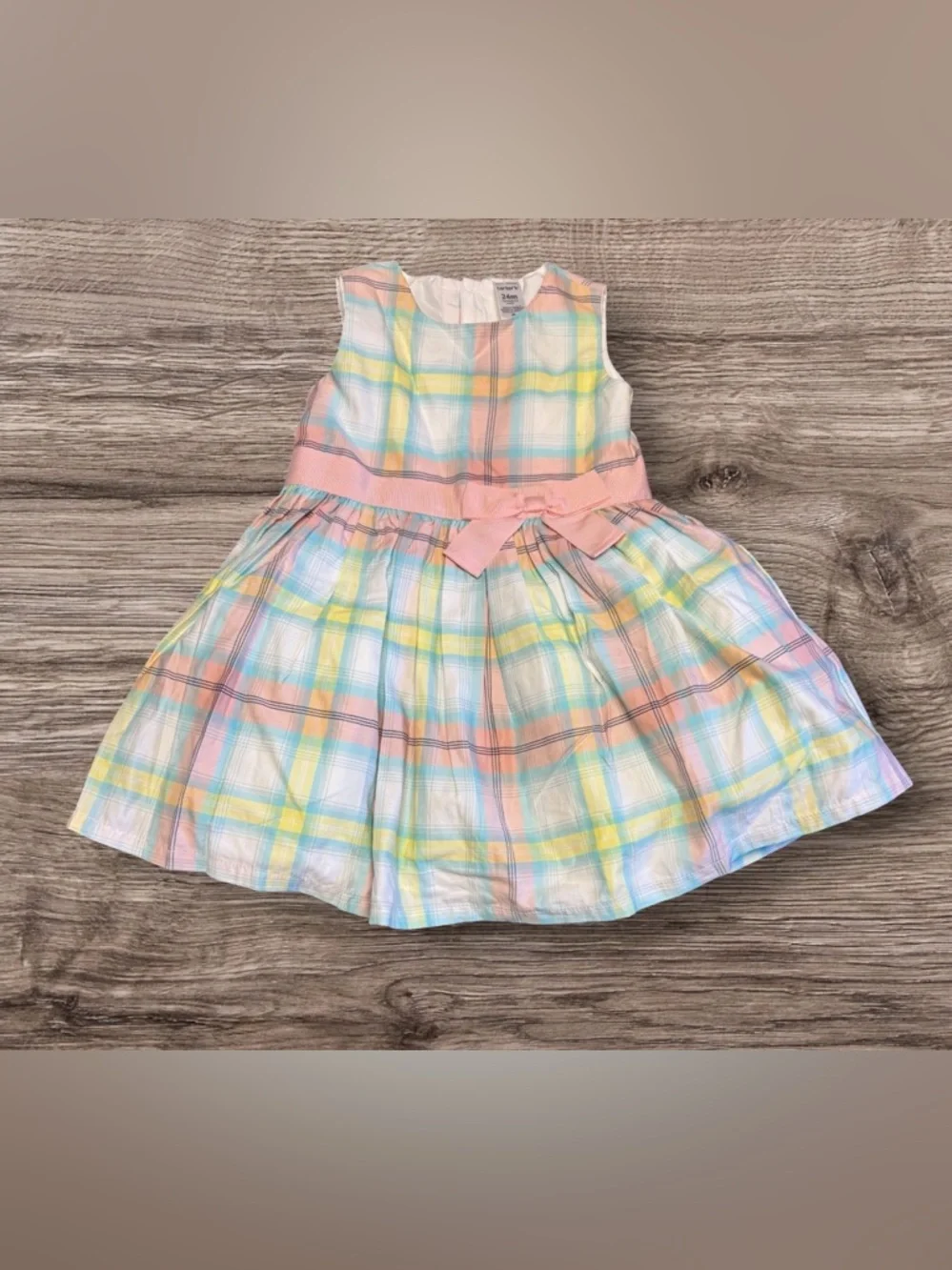 NWT Carters Pastel Plaid Fit And Flare Dress SZ 24M